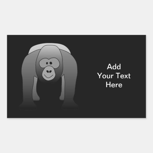 Silverback Gorilla Cartoon Rechthoekige Sticker (Voorkant)