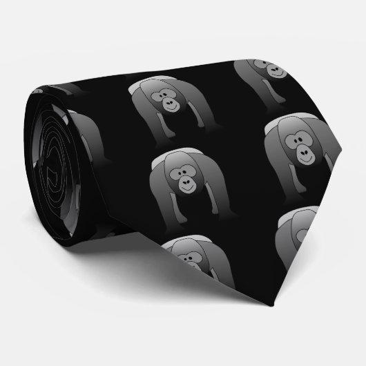 Silverback Gorilla Cartoon Stropdas (Opgerold)