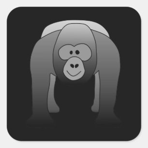 Silverback Gorilla Cartoon Vierkante Sticker