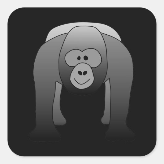 Silverback Gorilla Cartoon Vierkante Sticker (Voorkant)