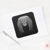 Silverback Gorilla Cartoon Vierkante Sticker (Envelop)