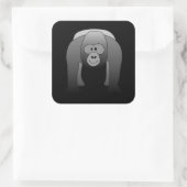 Silverback Gorilla Cartoon Vierkante Sticker (Tas)
