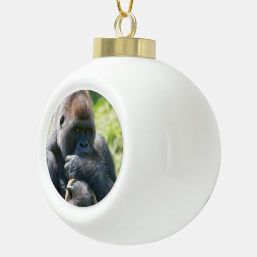 Silverback Gorilla en zijn portemonnee Keramische Bal Ornament (Rechts)