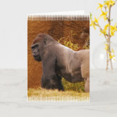 Silverback Gorilla Foto Wenskaart Kaart (Gele Bloem)