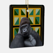 Silverback Gorilla Geel en Groen Geometrisch Keramisch Ornament (Rechts)