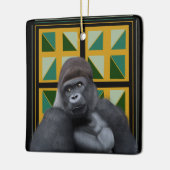 Silverback Gorilla Geel en Groen Geometrisch Keramisch Ornament (Links)