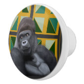 Silverback Gorilla Geel en Groen Geometrisch Keramische Knop (Rechts)