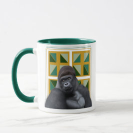 Silverback Gorilla Geel en Groen Geometrisch Mok
