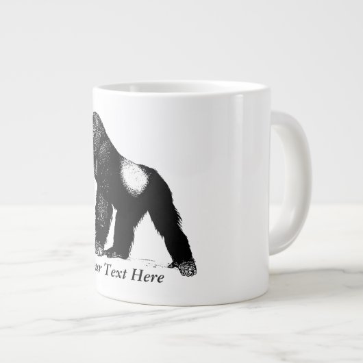 Silverback Gorilla Illustratie, zwart Grote Koffiekop (Voorkant rechts)