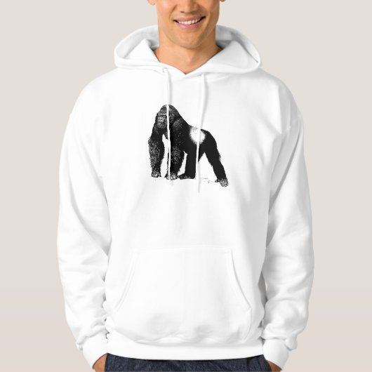 Silverback Gorilla Illustratie, zwart Hoodie (Voorkant)