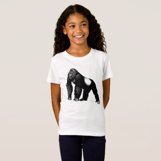 Silverback Gorilla Illustratie, zwart T-shirt (Voorkant volledig)
