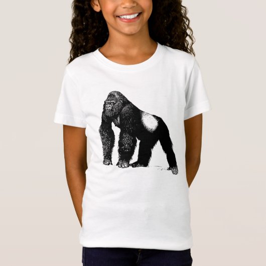  Silverback Gorilla Illustratie, zwart T-shirt (Voorkant)