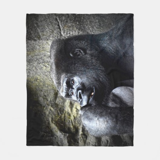Silverback Gorilla in diep denkend Fleece Deken (Voorkant)
