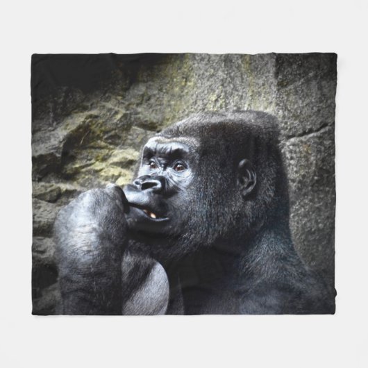 Silverback Gorilla in diep denkend Fleece Deken (Voorkant (Horizontaal))