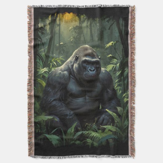 Silverback Gorilla in Rwandese Oerwoud Deken (Voorkant Verticaal)