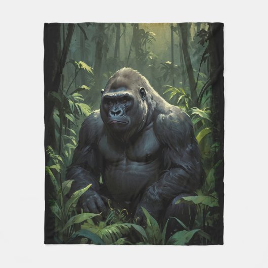 Silverback Gorilla in Rwandese Oerwoud Fleece Deken (Voorkant)