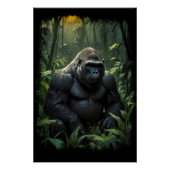 Silverback Gorilla in Rwandese Oerwoud Perfect Poster (Voorkant)