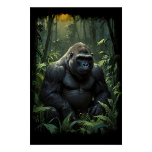 Silverback Gorilla in Rwandese Oerwoud Perfect Poster