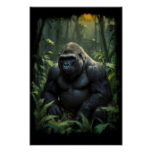 Silverback Gorilla in Rwandese Oerwoud Perfect Poster (Voorkant)