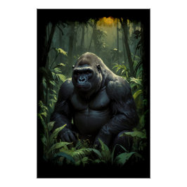 Silverback Gorilla in Rwandese Oerwoud Perfect Poster