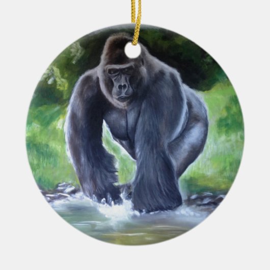 Silverback Gorilla Keramisch Ornament (Voorkant)