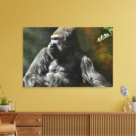 SILVERBACK GORILLA LEADER CANVAS AFDRUK (Insitu (Woonkamer))