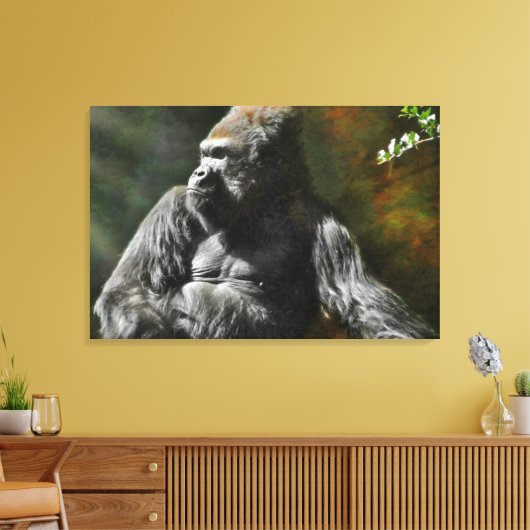 SILVERBACK GORILLA LEADER CANVAS AFDRUK (Insitu (Woonkamer))