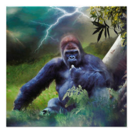 SILVERBACK GORILLA OERWOUD ENLIGHTENTIE FOTO AFDRUK