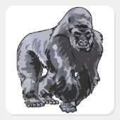 Silverback Gorilla Vierkante Sticker (Voorkant)