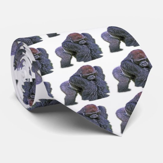 Silverback Gorilla, White Back (g2p2) Stropdas (Opgerold)