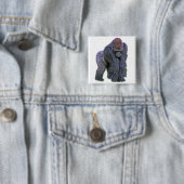 Silverback Gorilla, White Back (g2p2) Vierkante Button 5,1 Cm (In situ)
