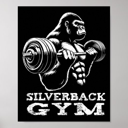 Silverback Gym Gorilla Gewichtheffen Workout Fitne Poster (Voorkant)
