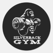 Silverback Gym Gorilla Gewichtheffen Workout Fitne Ronde Sticker (Voorkant)