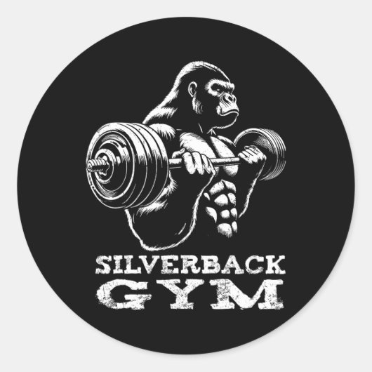 Silverback Gym Gorilla Gewichtheffen Workout Fitne Ronde Sticker (Voorkant)