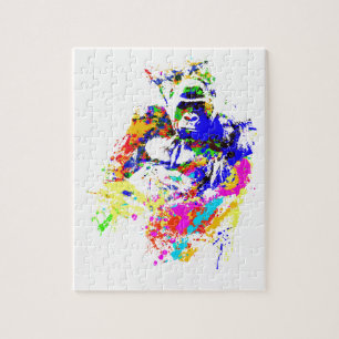 Silverback Lowland Gorilla Splatter Paint Effect Legpuzzel