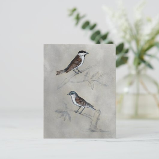 Silvered Aviary | Een paar vogels Briefkaart (Staand voorkant)