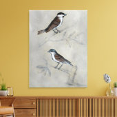 Silvered Aviary | Een paar vogels Canvas Afdruk (Insitu (Woonkamer))