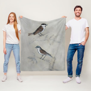 Silvered Aviary   Een paar vogels Fleece Deken