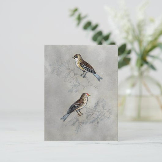 Silvered Aviary | Twee vogels Briefkaart (Staand voorkant)