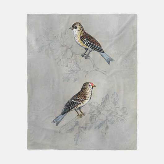 Silvered Aviary | Twee vogels Fleece Deken (Voorkant)