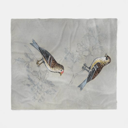 Silvered Aviary | Twee vogels Fleece Deken (Voorkant (Horizontaal))