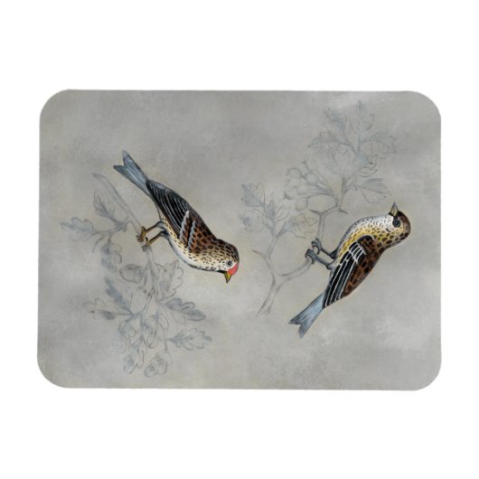 Silvered Aviary | Twee vogels Magneet (Horizontaal)
