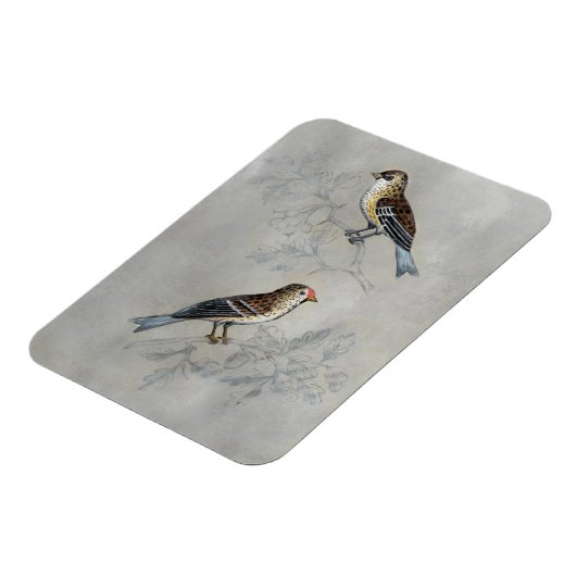 Silvered Aviary | Twee vogels Magneet (Linkerzijde)