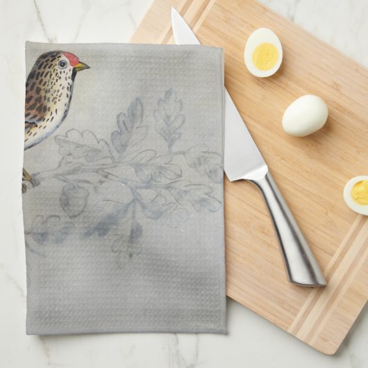 Silvered Aviary | Twee vogels Theedoek (Quarter Fold)