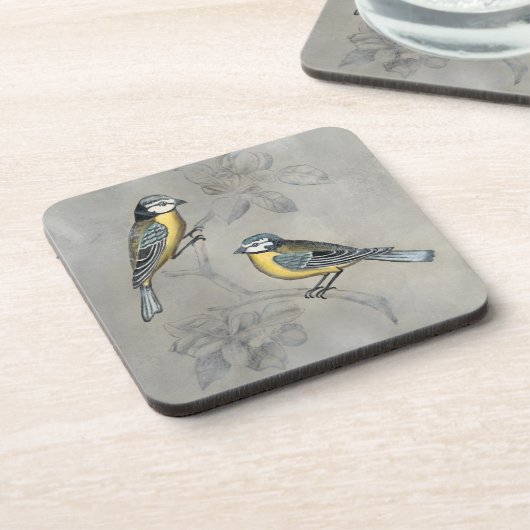 Silvered Aviary | Vogelpaar Bier Onderzetter (Linkerzijde)