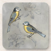 Silvered Aviary | Vogelpaar Bier Onderzetter (Voorkant)