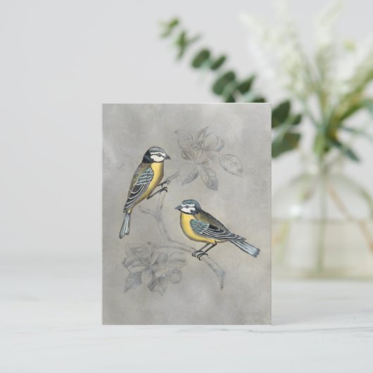 Silvered Aviary | Vogelpaar Briefkaart (Staand voorkant)