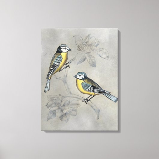 Silvered Aviary | Vogelpaar Canvas Afdruk (Voorkant)