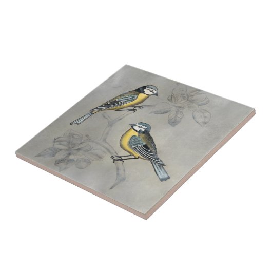 Silvered Aviary | Vogelpaar Tegeltje (Zijkant)