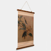 Silvereye-vogel en -loquats Hanging Tapes Hangend Wandkleed (Gebogen)